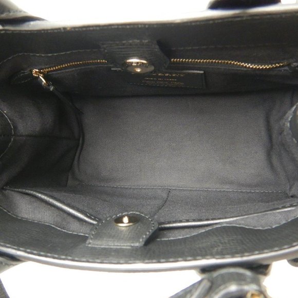 Burberry Small Banner Bag Calf Canvas Check Pattern Crossbody Black - Picture 7 of 8